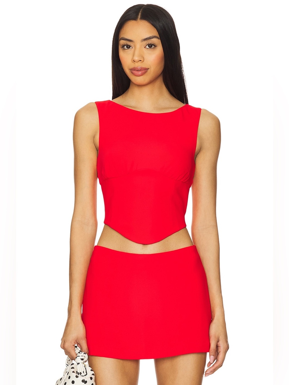 Amanda Uprichard Corset Style Bellini Tank Top in Crimson Red, Size Small